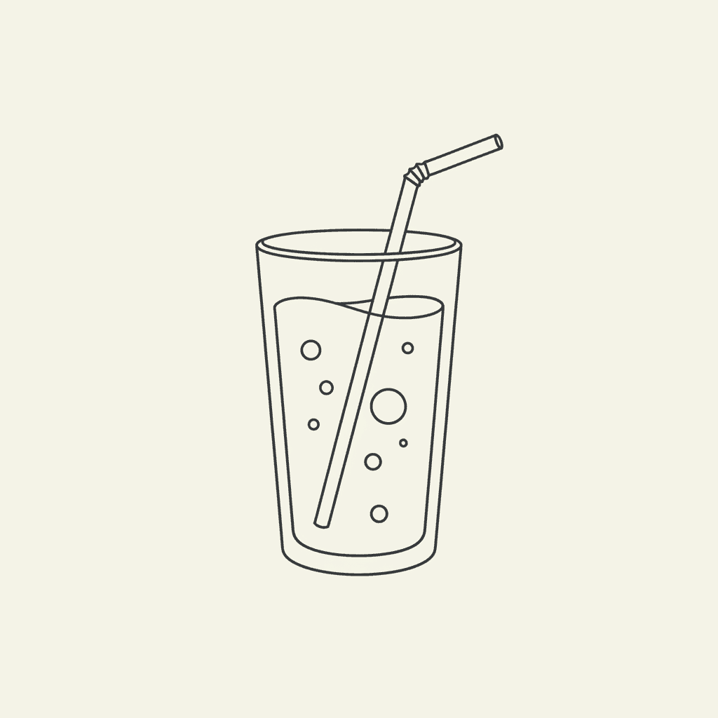 Gently Integrate: a glass with a straw and bubbles